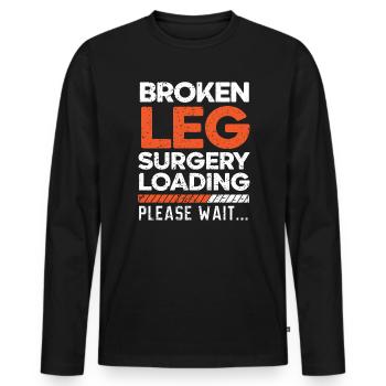 Gebrochene Beinchirurgie Belastung Verletzung Wiederherstellung Reha - Männer Premium Bio Langarmshirt - Schwarz - Vorne - Nico (187cm)