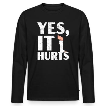 Oui ça fait mal à la jambe cassée Récupération de blessure - T-shirt manches longues Premium bio Homme - noir - Devant - Nico (187cm)