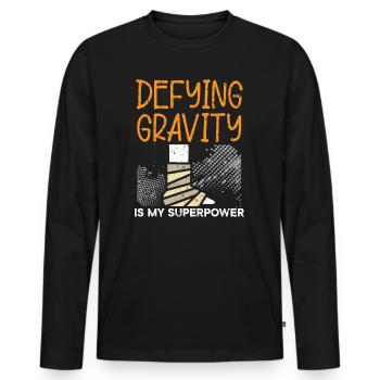 Défier la gravité est ma blessure à la jambe cassée super-pouvoir - T-shirt manches longues Premium bio Homme - noir - Devant - Nico (187cm)