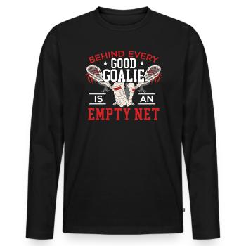 Hinter jedem guten Goalie steht ein Empty Net Lacrosse - Männer Premium Bio Langarmshirt - Schwarz - Vorne - Nico (187cm)