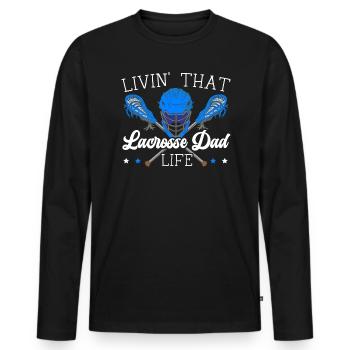 Livin' That Lacrosse Dad Life Torwartsport - Männer Premium Bio Langarmshirt - Schwarz - Vorne - Nico (187cm)