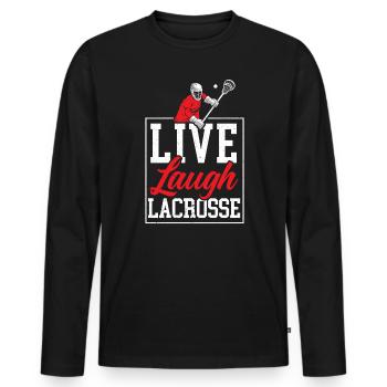 Live Laugh Lacrosse Torwart Torwart Sport Lax - Männer Premium Bio Langarmshirt - Schwarz - Vorne - Nico (187cm)