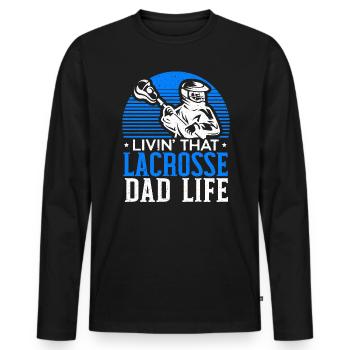 Livin' That Lacrosse Dad Life Torwartsport - Männer Premium Bio Langarmshirt - Schwarz - Vorne - Nico (187cm)
