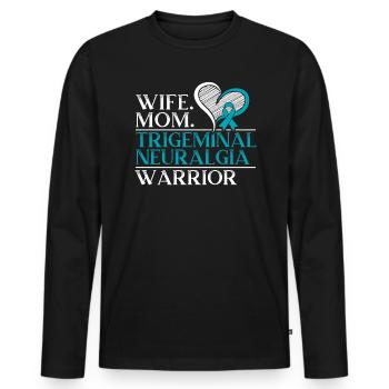 Frau Mama Trigeminusneuralgie Krieger Nervenschmerzen - Männer Premium Bio Langarmshirt - Schwarz - Vorne - Nico (187cm)