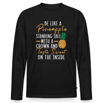 Pineapple Lover Hello Summer Tropical Fruit - Men's Premium Organic Long Sleeve Shirt - black - Front - Nico (187cm)