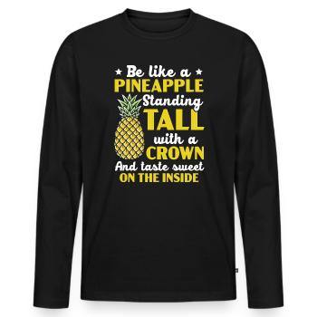 Pineapple Lover Hello Summer Tropical Fruit - Men's Premium Organic Long Sleeve Shirt - black - Front - Nico (187cm)