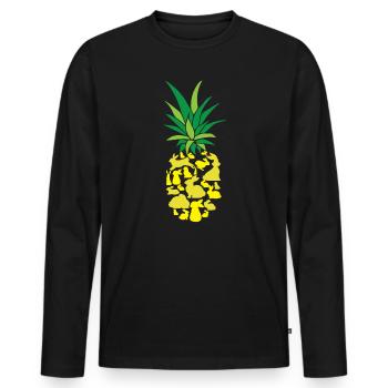 Pineapple Lover Hello Summer Vacation Rabbit Owner - Men's Premium Organic Long Sleeve Shirt - black - Front - Nico (187cm)
