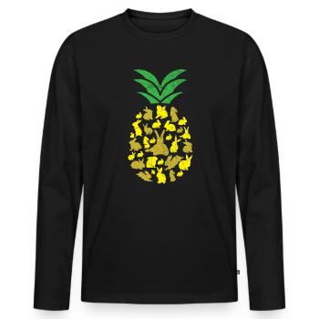 Pineapple Lover Hello Summer Vacation Rabbit Owner - Men's Premium Organic Long Sleeve Shirt - black - Front - Nico (187cm)