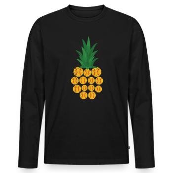 Pineapple Lover Hello Summer Softball Player - Men's Premium Organic Long Sleeve Shirt - black - Front - Nico (187cm)