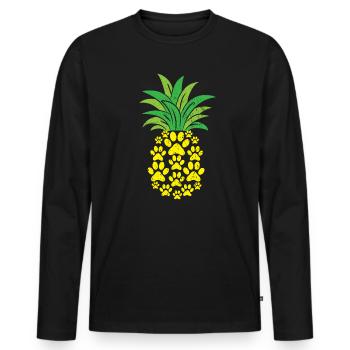 Ananas Liebhaber Hallo Sommer Katze Hund Tier - Männer Premium Bio Langarmshirt - Schwarz - Vorne - Nico (187cm)