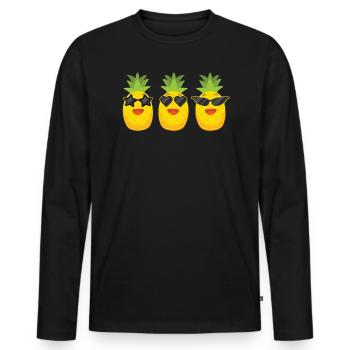 Pineapple Lover Hello Summer Tropical Fruit - Men's Premium Organic Long Sleeve Shirt - black - Front - Nico (187cm)