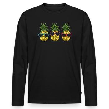 Pineapple Lover Hello Summer Tropical Fruit - Men's Premium Organic Long Sleeve Shirt - black - Front - Nico (187cm)