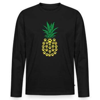 Ananas Liebhaber Hallo Sommer Katze Hund Tier - Männer Premium Bio Langarmshirt - Schwarz - Vorne - Nico (187cm)
