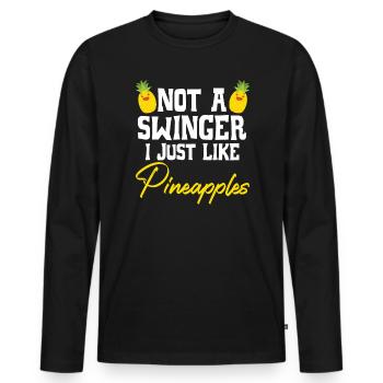 I Just Like Pineapples Summer Tropical Fruit - Men's Premium Organic Long Sleeve Shirt - black - Front - Nico (187cm)