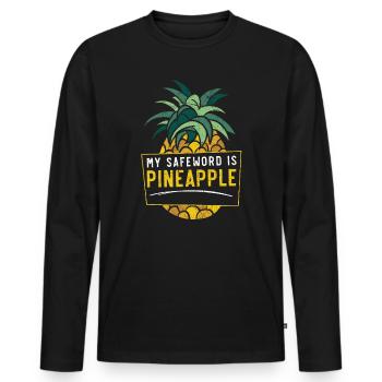 Mon mot de sécurité est le fruit tropical d’été à l’ananas - T-shirt manches longues Premium bio Homme - noir - Devant - Nico (187cm)