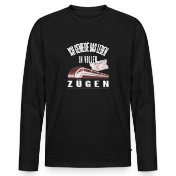 Genieße Das Leben In Vollen Zügen - Männer Premium Bio Langarmshirt - Schwarz - Vorne - Nico (187cm)