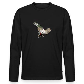 Specht drinks beer Disco Festival Party - Men's Premium Organic Long Sleeve Shirt - black - Front - Nico (187cm)