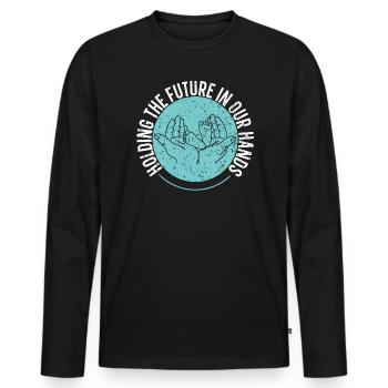 Die Zukunft in den Händen halten Hebammenhebamme - Männer Premium Bio Langarmshirt - Schwarz - Vorne - Nico (187cm)
