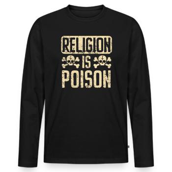 La religion est un poison Anti-religion Athée agnostique - T-shirt manches longues Premium bio Homme - noir - Devant - Nico (187cm)