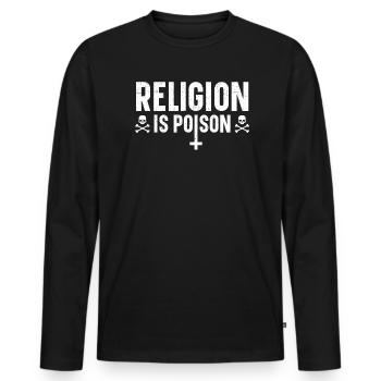 La religion est un poison Anti-religion Athée agnostique - T-shirt manches longues Premium bio Homme - noir - Devant - Nico (187cm)
