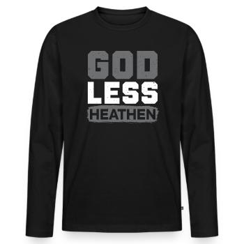 Athée agnostique anti-religion païenne impie - T-shirt manches longues Premium bio Homme - noir - Devant - Nico (187cm)