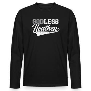 Godless Heathen Anti-Religion Agnostic Atheist - Men's Premium Organic Long Sleeve Shirt - black - Front - Nico (187cm)