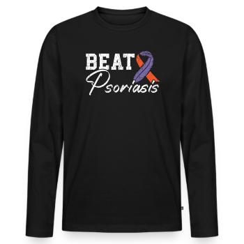Vaincre le psoriasis Maladie de la peau Sensibilisation au psoriasis - T-shirt manches longues Premium bio Homme - noir - Devant - Nico (187cm)