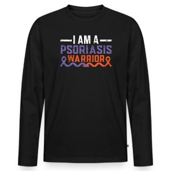 Ich bin ein Psoriasis-Krieger Hautkrankheit Psoriasis - Männer Premium Bio Langarmshirt - Schwarz - Vorne - Nico (187cm)