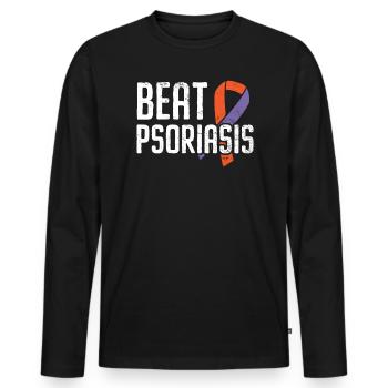Vaincre le psoriasis Maladie de la peau Sensibilisation au psoriasis - T-shirt manches longues Premium bio Homme - noir - Devant - Nico (187cm)