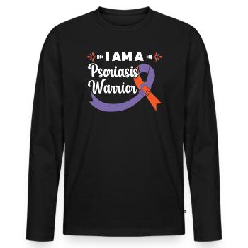 Ich bin ein Psoriasis-Krieger Hautkrankheit Psoriasis - Männer Premium Bio Langarmshirt - Schwarz - Vorne - Nico (187cm)