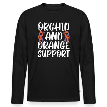 Orchidée et orange Soutenir la maladie de la peau Psoriasis - T-shirt manches longues Premium bio Homme - noir - Devant - Nico (187cm)