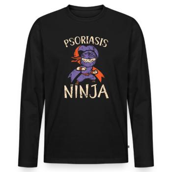 Psoriasis Ninja Hautkrankheit Psoriasis Bewusstsein - Männer Premium Bio Langarmshirt - Schwarz - Vorne - Nico (187cm)