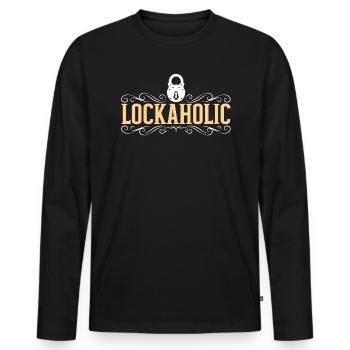 Lockaholic Serrurerie Serrure Picking Serrurier - T-shirt manches longues Premium bio Homme - noir - Devant - Nico (187cm)