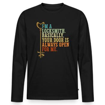 Je suis un serrurier SerrureRie Serrure Picking Keyhole - T-shirt manches longues Premium bio Homme - noir - Devant - Nico (187cm)
