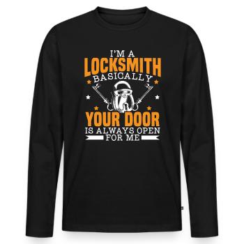 Je suis un serrurier SerrureRie Serrure Picking Keyhole - T-shirt manches longues Premium bio Homme - noir - Devant - Nico (187cm)