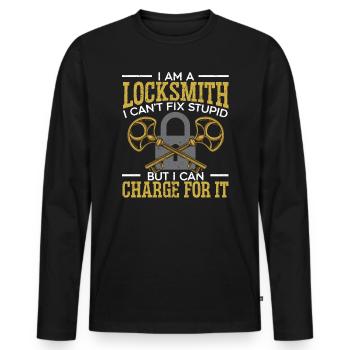 Je suis un serrurier Serrurerie Serrure Picking Keyhole - T-shirt manches longues Premium bio Homme - noir - Devant - Nico (187cm)