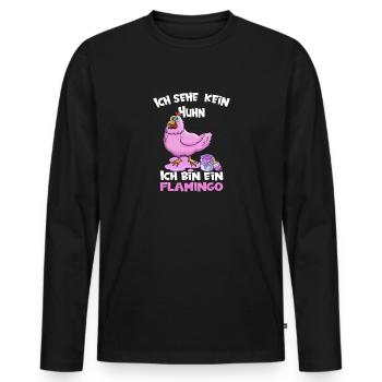 Flamingo rosa Huhn Cartoon - Männer Premium Bio Langarmshirt - Schwarz - Vorne - Nico (187cm)
