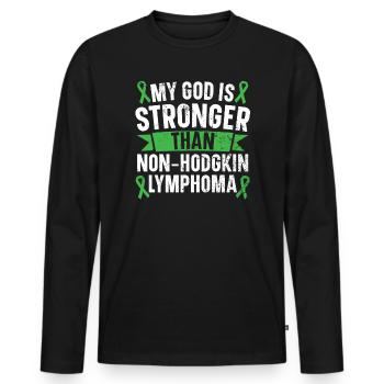 Mein Gott ist stärker als das Non-Hodgkin-Lymphom - Männer Premium Bio Langarmshirt - Schwarz - Vorne - Nico (187cm)