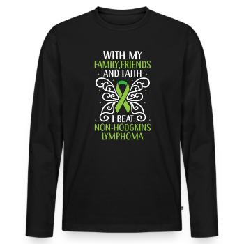Ich schlug Non-Hodgkin-Lymphom-Krebs-Überlebenden - Männer Premium Bio Langarmshirt - Schwarz - Vorne - Nico (187cm)