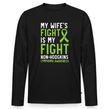 Le combat de ma femme est mon combat contre le lymphome non hodgkinien - T-shirt manches longues Premium bio Homme - noir - Devant - Nico (187cm)