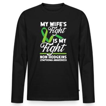 Le combat de ma femme est mon combat contre le lymphome non hodgkinien - T-shirt manches longues Premium bio Homme - noir - Devant - Nico (187cm)