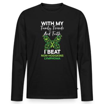 Ich schlug Non-Hodgkin-Lymphom-Krebs-Überlebenden - Männer Premium Bio Langarmshirt - Schwarz - Vorne - Nico (187cm)