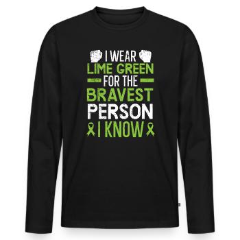 I Wear Lime Green For The Bravest Person I Know - Men's Premium Organic Long Sleeve Shirt - black - Front - Nico (187cm)