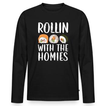 Rollin' With The Homies Food Lover Sushi japonais - T-shirt manches longues Premium bio Homme - noir - Devant - Nico (187cm)