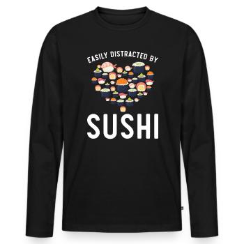 Easily Distracted By Sushi Food Lover Foodie - Men's Premium Organic Long Sleeve Shirt - black - Front - Nico (187cm)