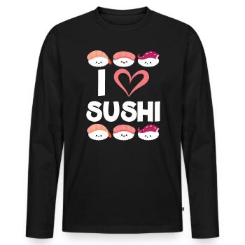 Ich liebe Sushi Food Lover Feinschmecker Japanisches Sushi - Männer Premium Bio Langarmshirt - Schwarz - Vorne - Nico (187cm)