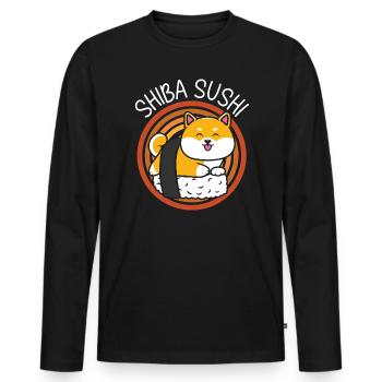 Shiba Sushi Food Lover Feinschmecker Japanisches Sushi - Männer Premium Bio Langarmshirt - Schwarz - Vorne - Nico (187cm)