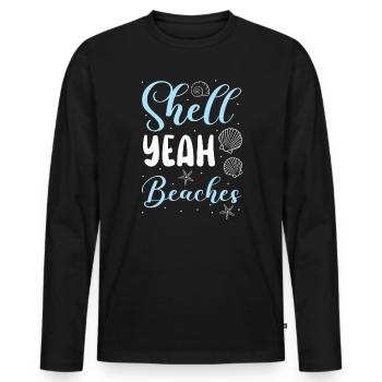 Shell Yeah Beaches Beachcombing Beachcomber - Men's Premium Organic Long Sleeve Shirt - black - Front - Nico (187cm)