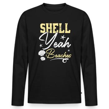 Shell Yeah Beaches Beachcombing Beachcomber - Men's Premium Organic Long Sleeve Shirt - black - Front - Nico (187cm)