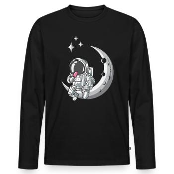 Ice Cream Astronaut Outerspace Lover Gelato Sundae - Men's Premium Organic Long Sleeve Shirt - black - Front - Nico (187cm)